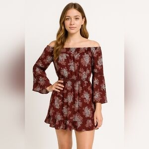 Adam Levine Floral Burgundy Boho Dress